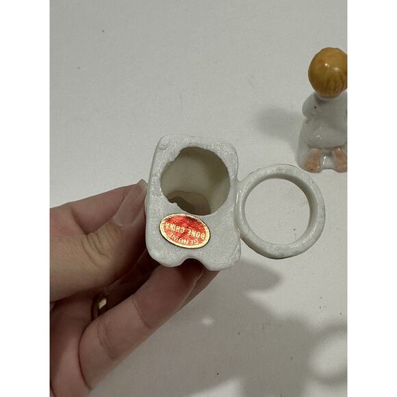 Vintage Porcelain Angel Candle Hugger Rings Antique Christmas Genuine Bone China - Picture 6 of 6